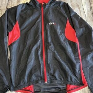 Garneau Cycling Wind Jacket Mens XL Black Red Full Zip Lightweight Pockets